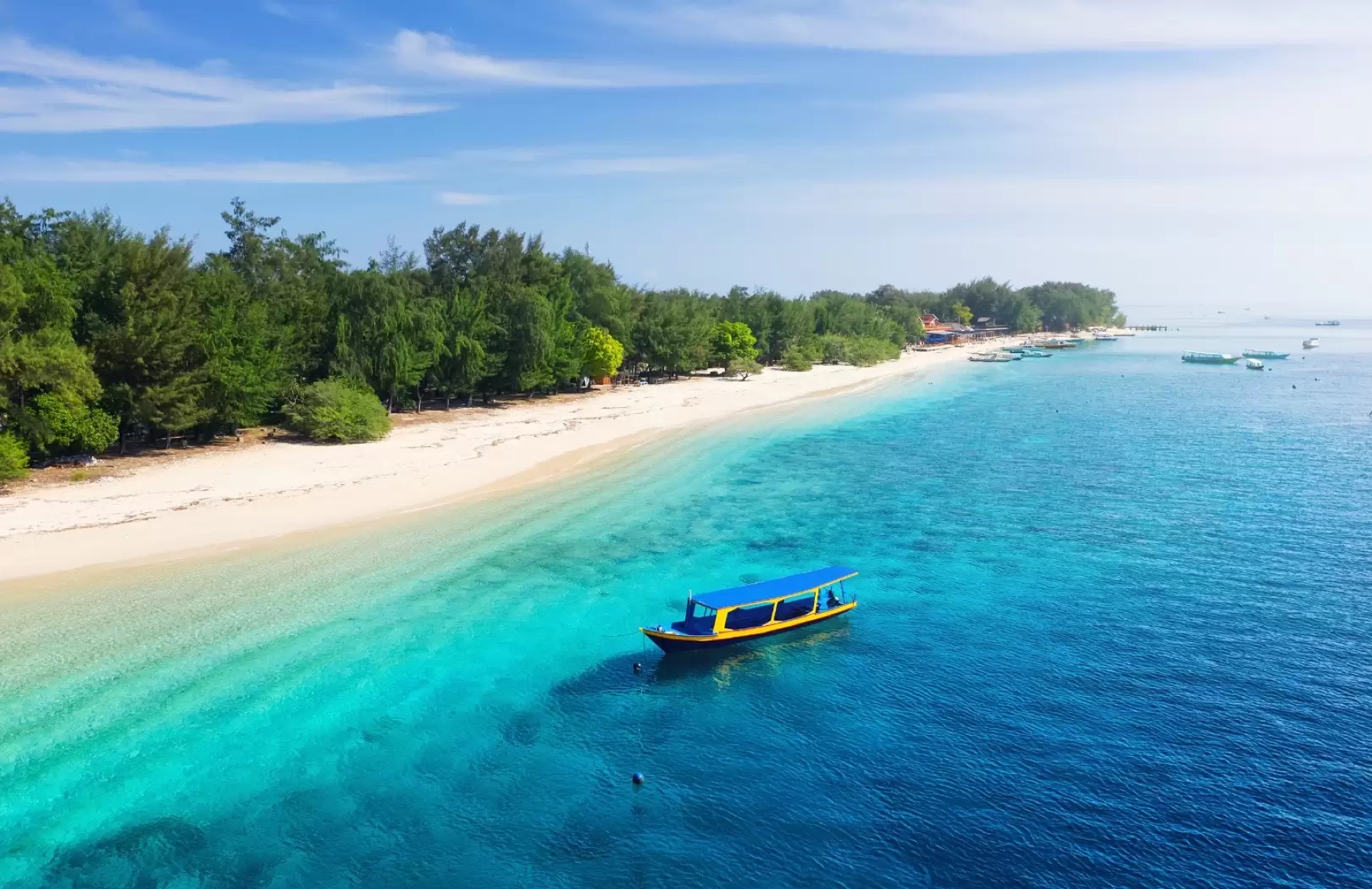 Gili Air from the air: reached by boat only.