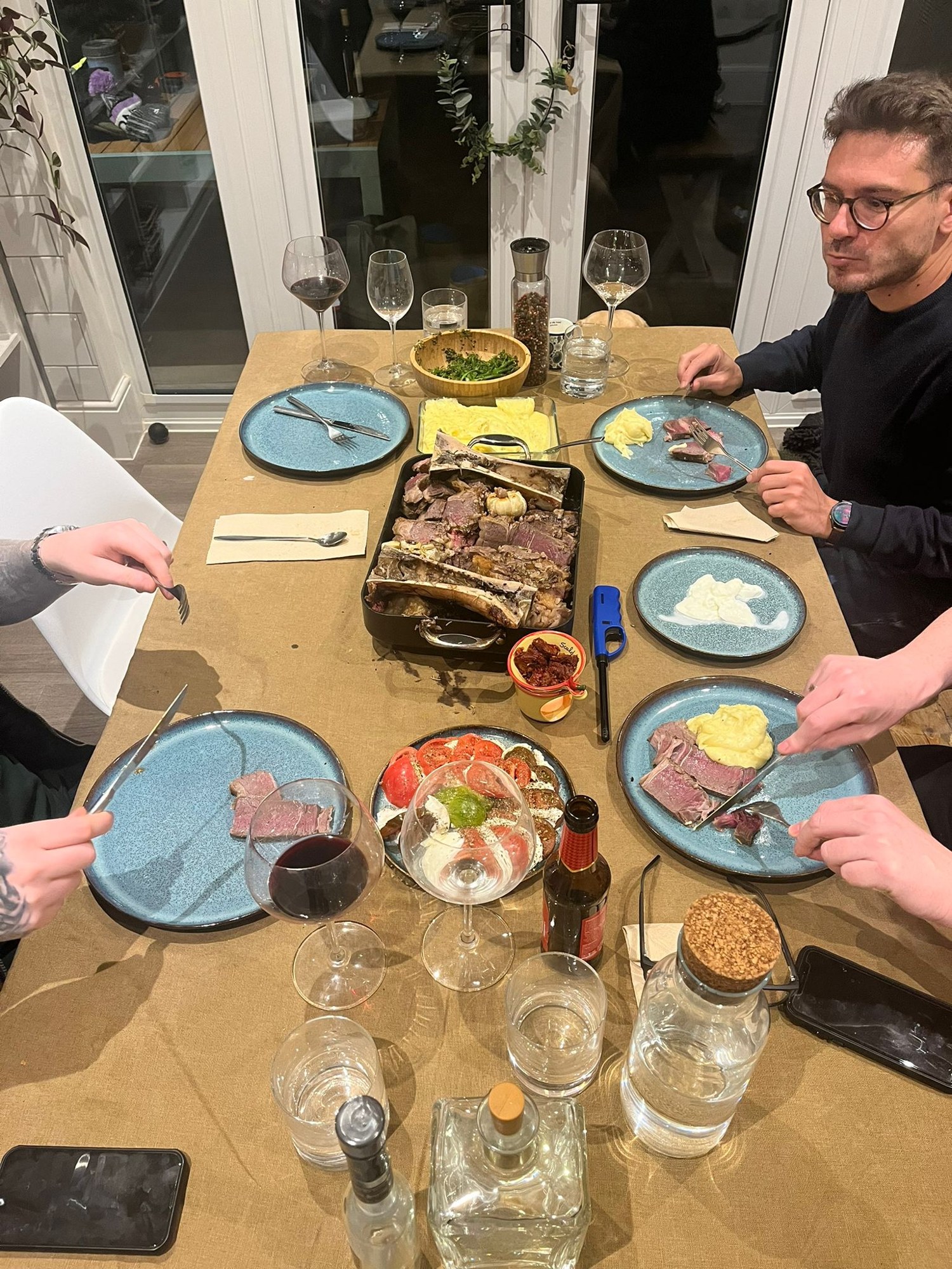 The dinner; Peppe at the table