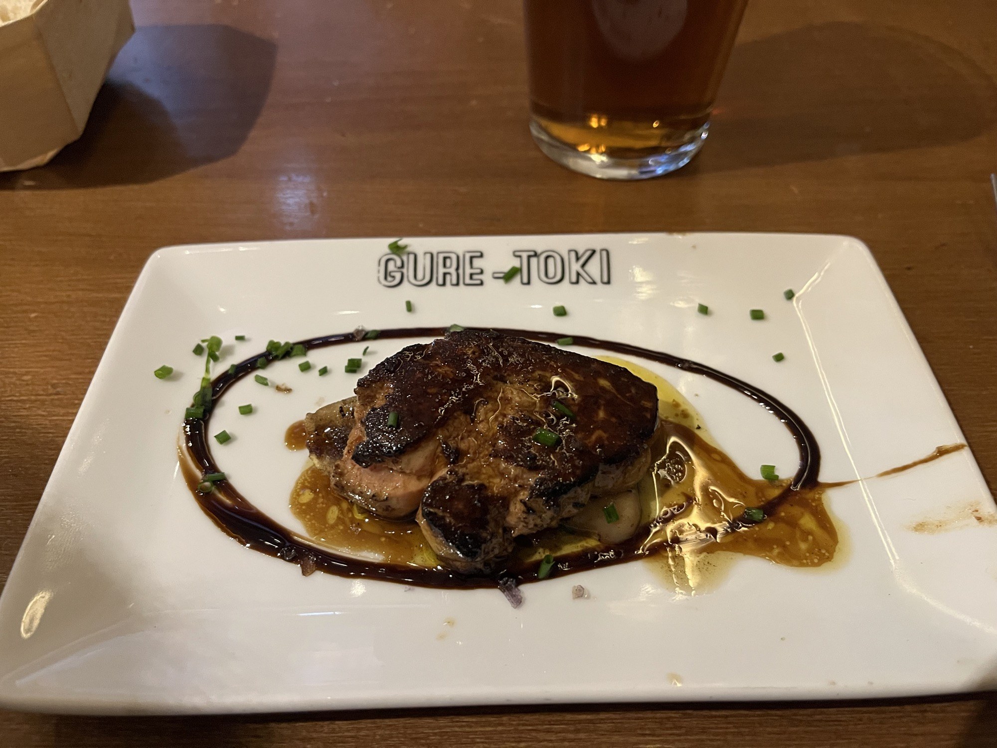 Seared foie gras on a Gure-Toki plate
