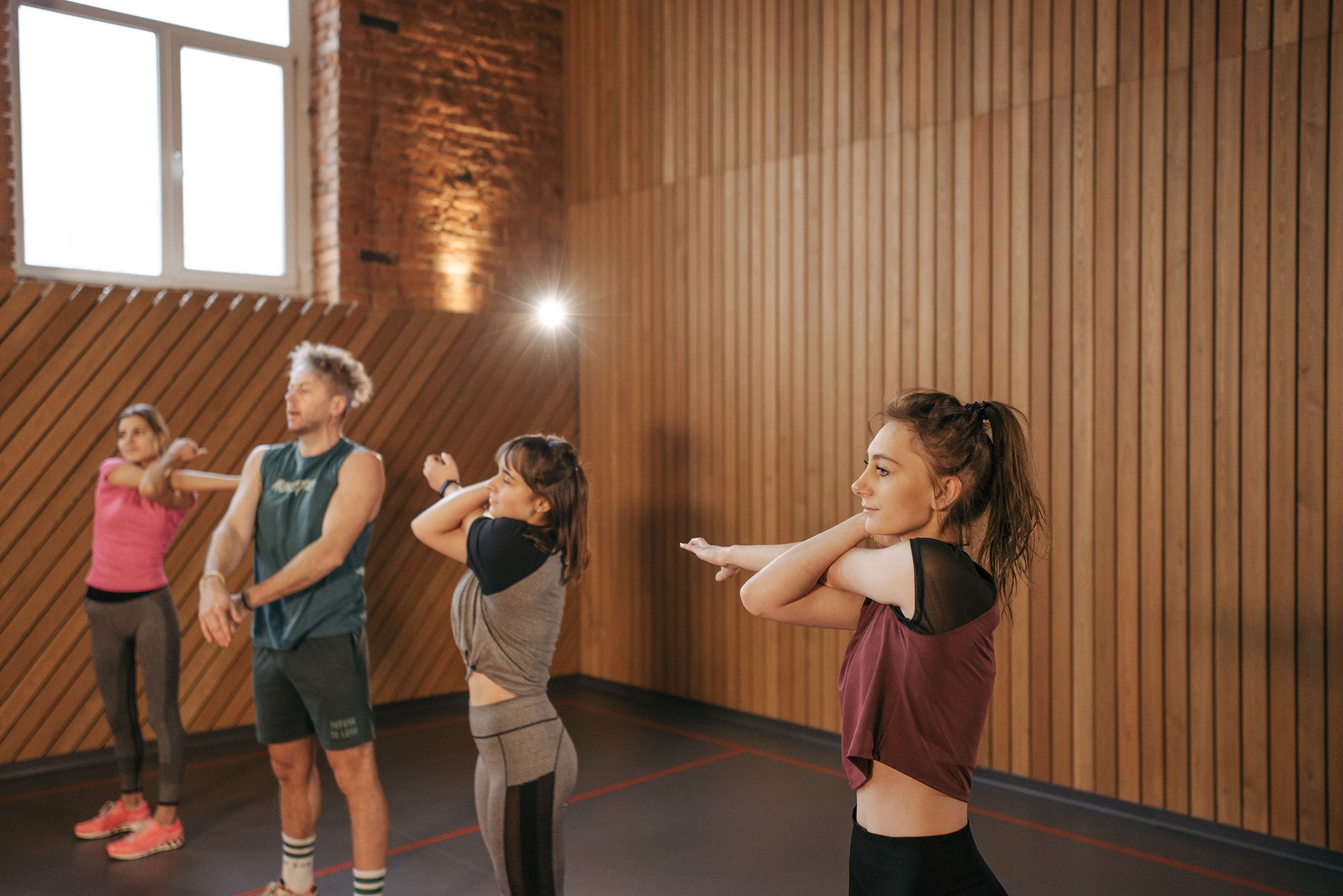 A group stretch class