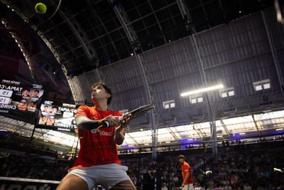 Tapia and Coello during the men's final under the arched Olympia roof