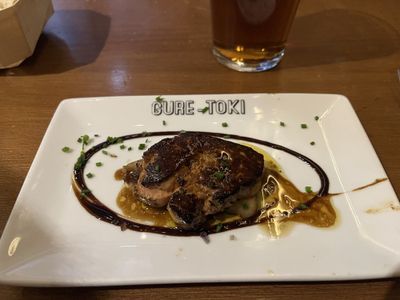 Seared foie gras on a Gure-Toki plate