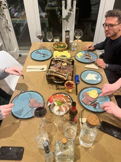 The dinner; Peppe at the table