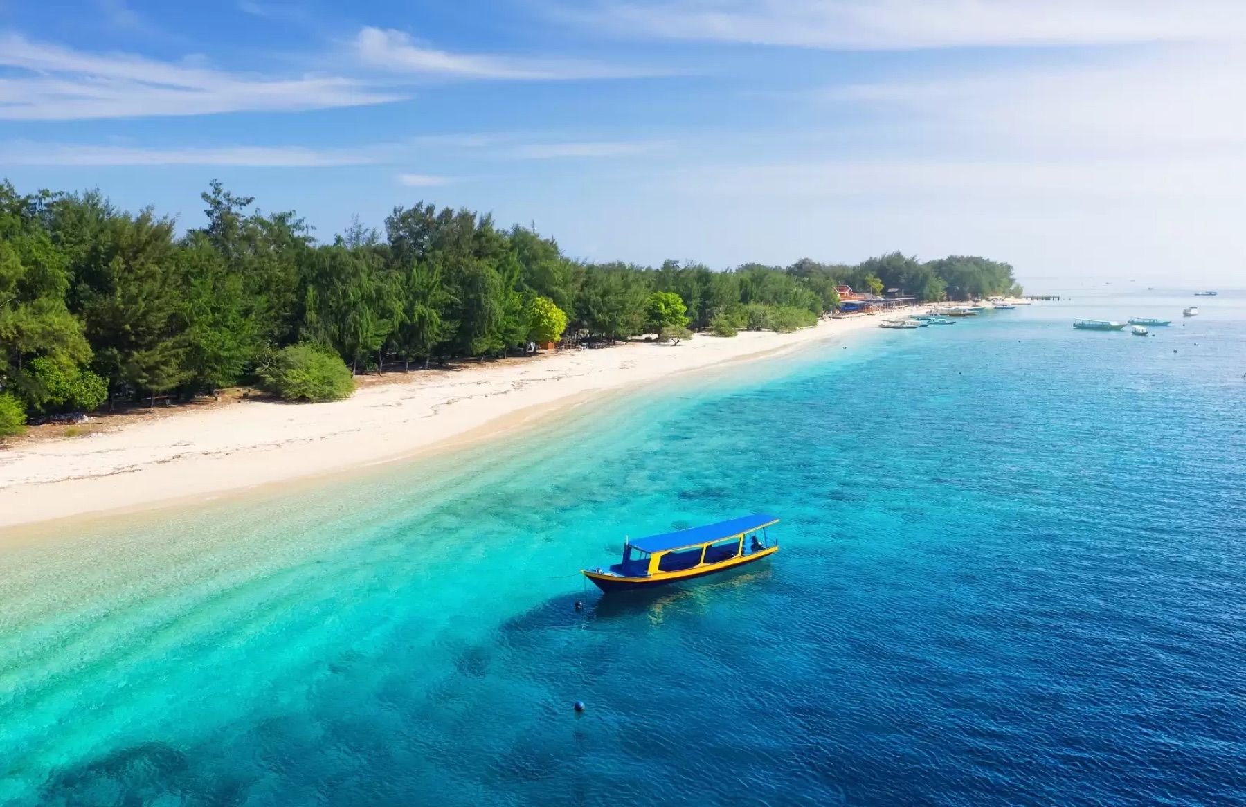 Gili Air from the air: reached by boat only.